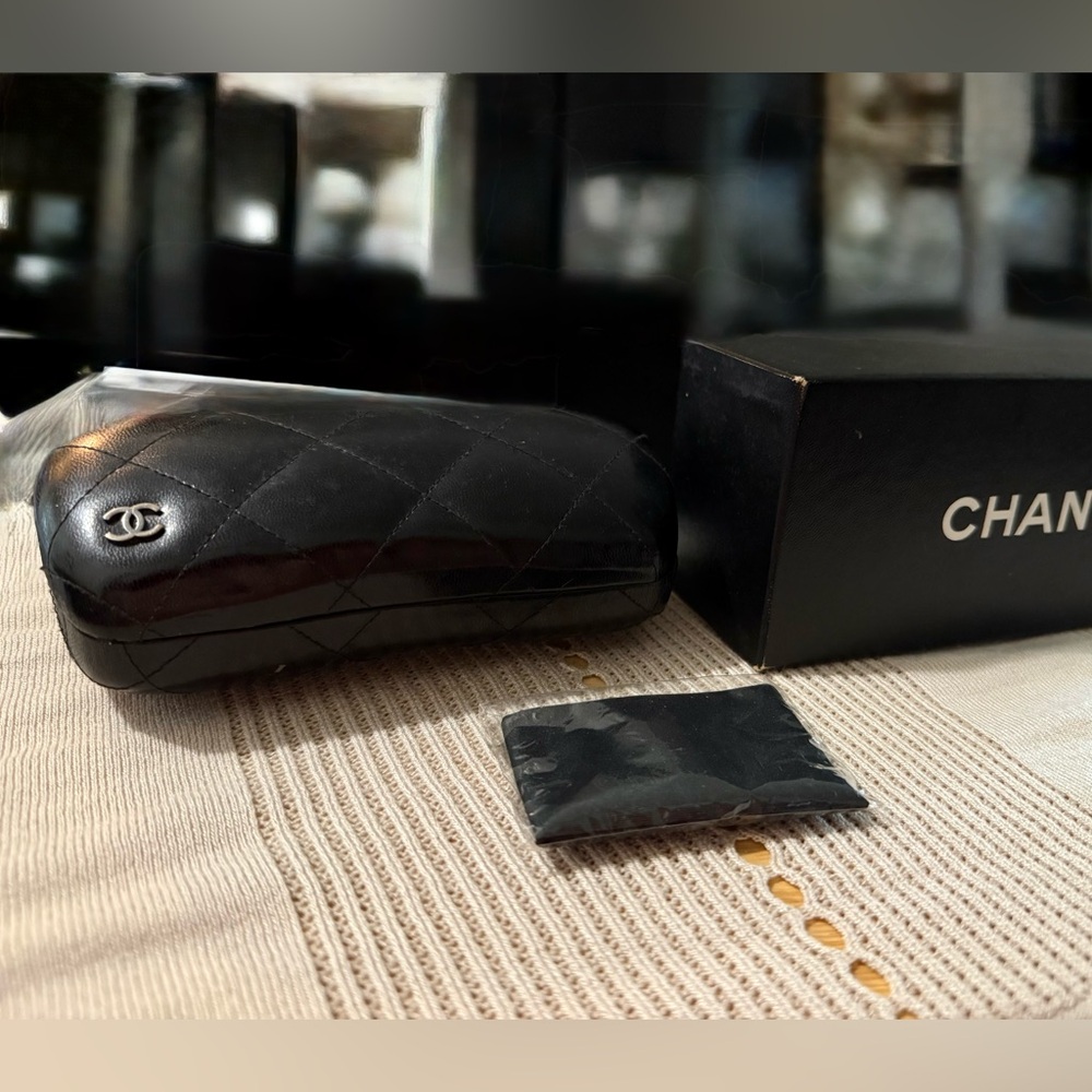 CHANEL Black Quilted Eyewear Case